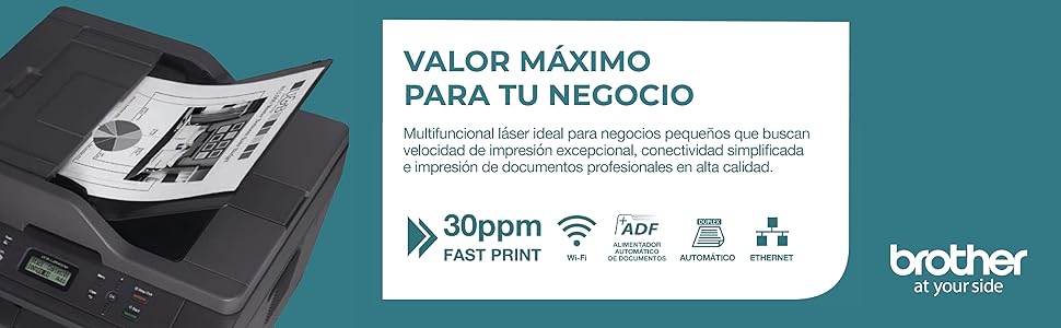 BROTHER Impresora Multifuncional L&aacute;ser,DCPL2540DW,Copiado,Escaneado,D&uacute;plex,Conectividad Inal&aacute;mbrica