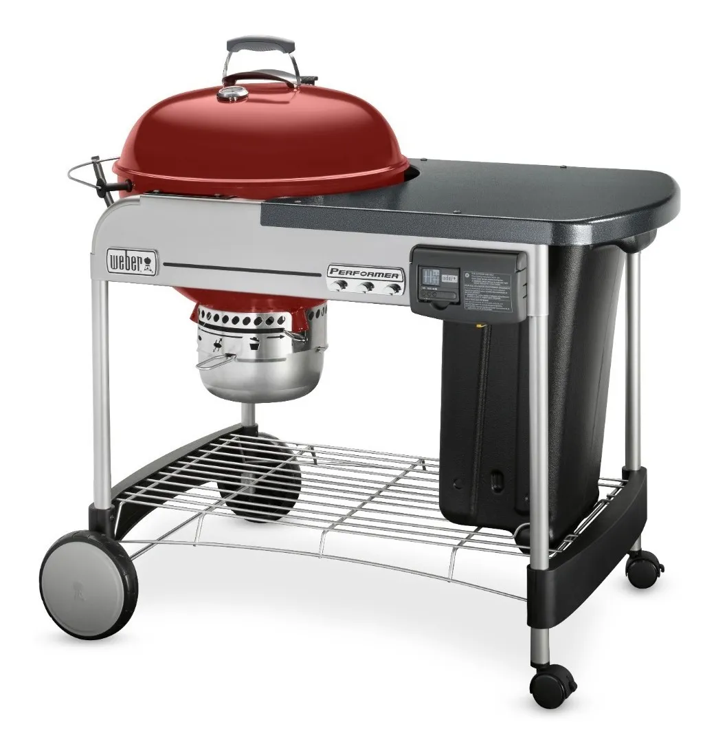 Parrilla móvil Weber Performer Deluxe 1.219m de ancho 1.105m de alto 76.2cm de profundidad y 55.9cm de diámetro crimson