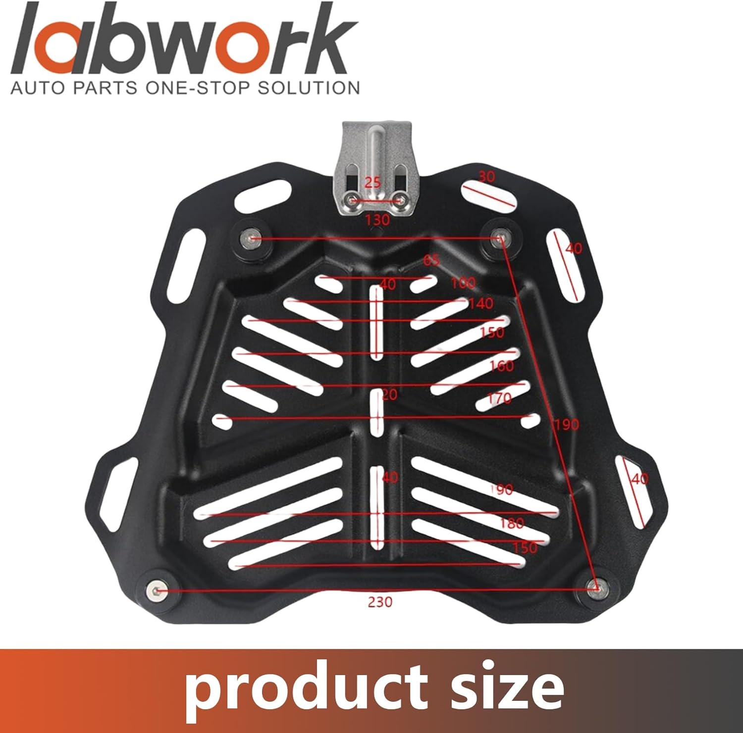 Labwork - Caja trasera para motocicleta de 45 l, con placa de montaje, aleación de aluminio dura, cierre de seguridad contra robo, metal plateado, caja trasera para maletero