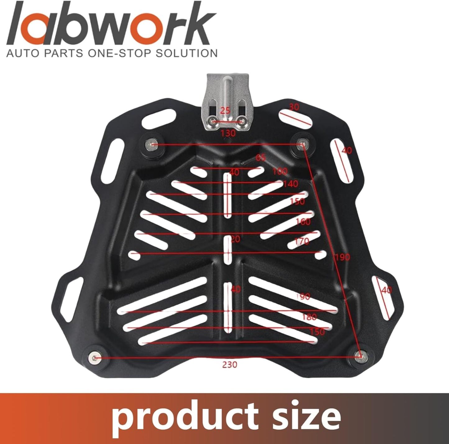 Labwork - Caja trasera para motocicleta de 45 l, con placa de montaje, aleación de aluminio dura, cierre de seguridad contra robo, metal plateado, caja trasera para maletero