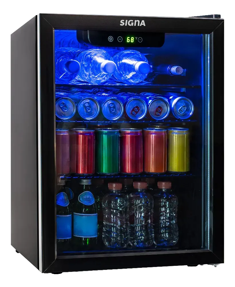 Frigobar Refrigerador Enfriador Bebidas Acero Inox 70 Litros 2.5ft Color Negro signa