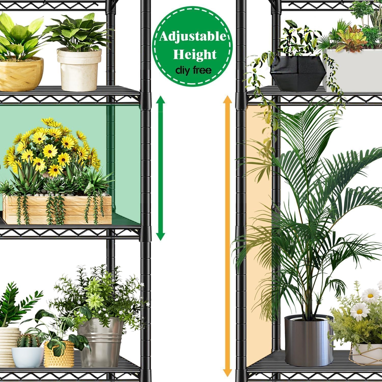 Solerconm Estante de Almacenamiento de Metal de 5 Niveles, Rack Organizador, Gran Capacidad,Uso Rudo, Estante Organizador Ajustable Multiusos,para Cocina,Garaje,Supermercado