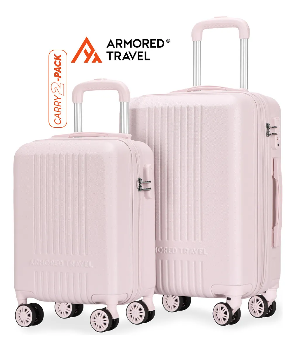 Maletas De Viaje Carry-on De Mano Cabina 10kg 20 + 16p Rígida Set De Viaje 2 Pack Bella Rosa Abs Doble Calibre Con Cierre Expandible, Llantas Desmontables Y Candado Seguridad Tsa Lock Armored Travel