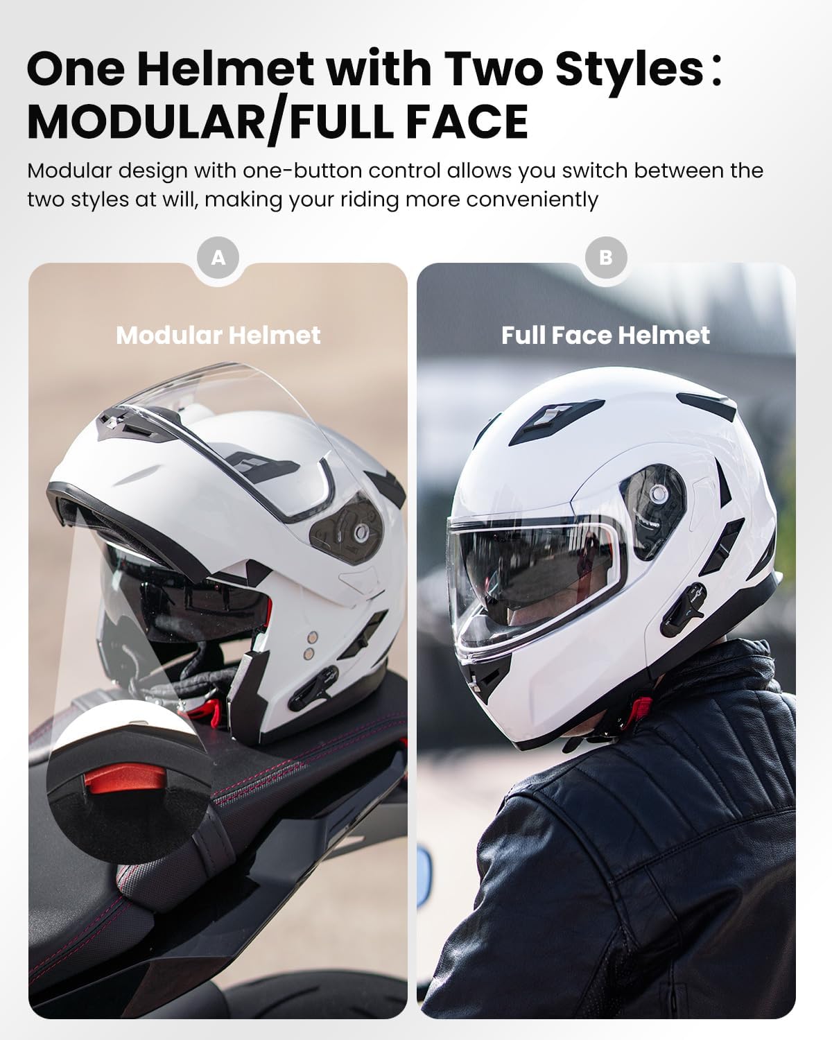 ILM - Casco de Motocicleta Modular Integrado con Bluetooth, con protección Solar para Mp3, Modelo 953/953 Pro
