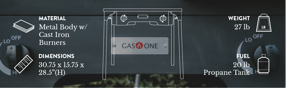 Gas One - Quemador doble de propano de alta presi&oacute;n