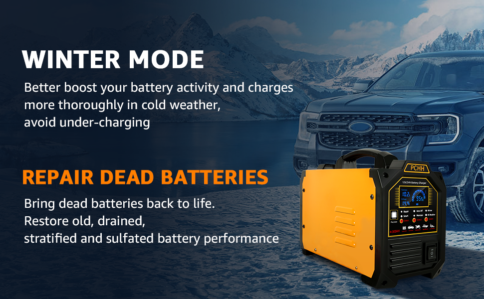 PCHH battery charger with winter mode repair dead battery