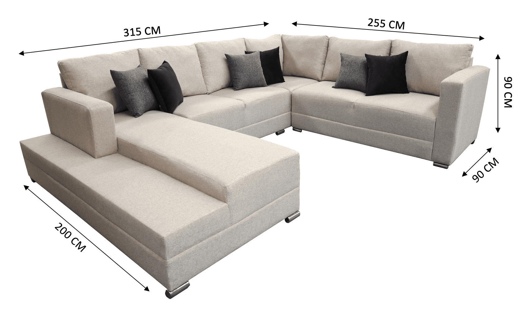 Sala esquinera en U El Bazar Store modelo Corbel gris oxford 4 salas en 1