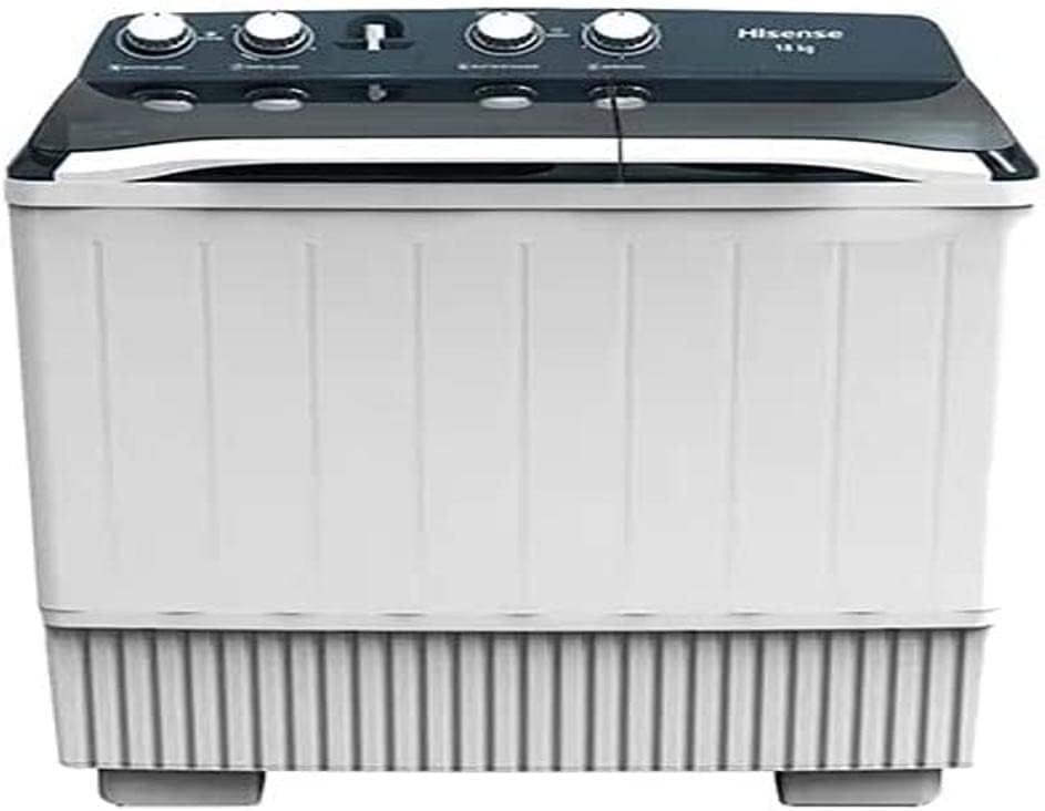 Lavadora Automatica Hisense doble tina 13 KG, carga superior, Blanca/Gris, modelo WSA1302P