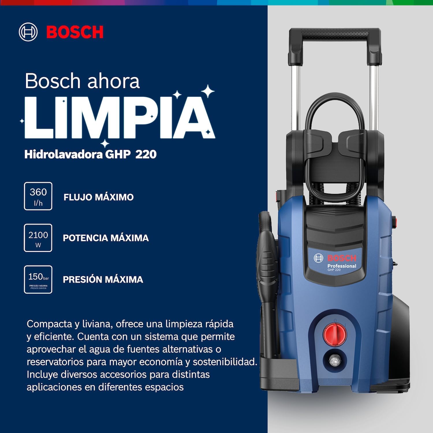 Bosch Hidrolavadora GHP 200 2000 PSI 127V con Manguera 6 MTS