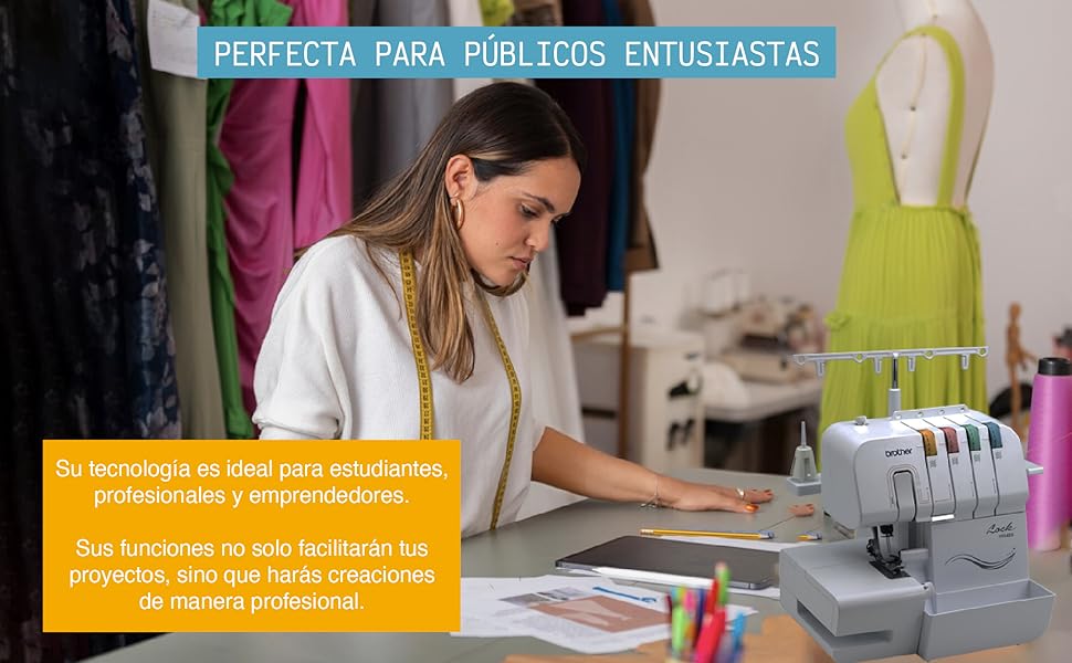BROTHER M&aacute;quina de Coser Overlock,3 a 4 Hilos,Puntadas x Minuto,Luz LED,Prensatelas,Emprendedores