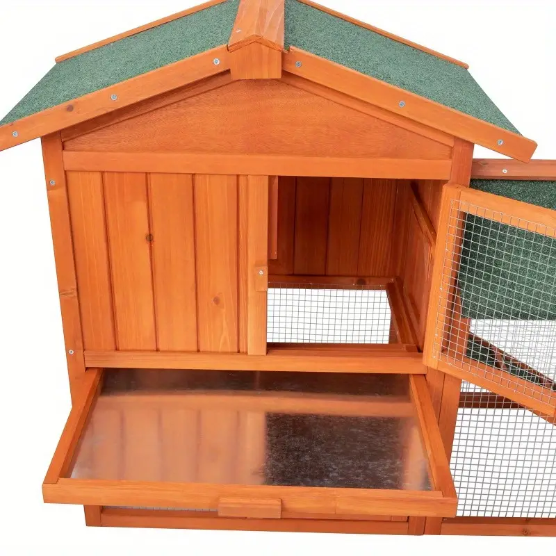 Jaula de madera para gallinas, 61 pulgadas, verde  , con malla de alambre, techo triangular de doble capa, jaula para mascotas para gallinas, conejos, perros, modelo N001 detalles 7
