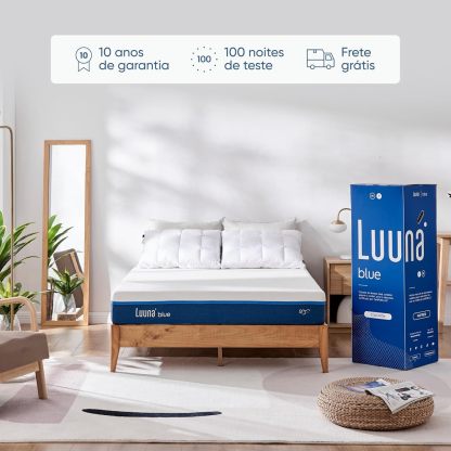 Luuna Colchón Blue Individual, Espumas certificadas, Hecho en México, 3 Capas de Espuma, Memory Foam, Durabilidad, Colchón en Caja