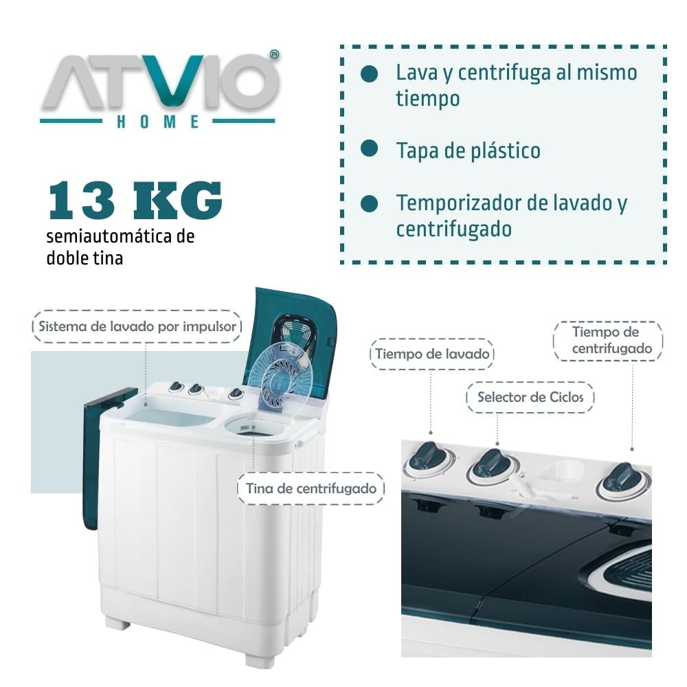 Lavadora Atvio Home AT-WTT130MX Doble Tina 13 kg