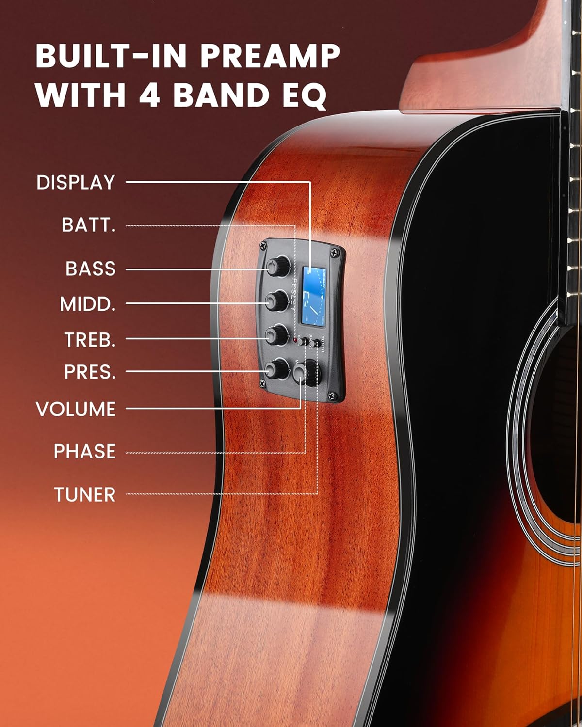 Fesley Guitarra de 12 cuerdas, guitarras eléctricas acústicas de tamaño completo para adultos, guitarra de abeto superior acústica, paquete de guitarra recortada con bolsa de concierto, púas, cuerdas, correa, natural