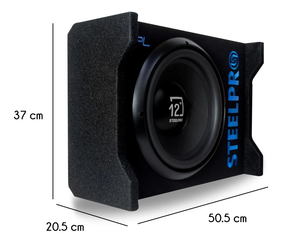 Subwoofer 12' Amplificado 1200w Spl Alta Presion Steelpro Color Negro