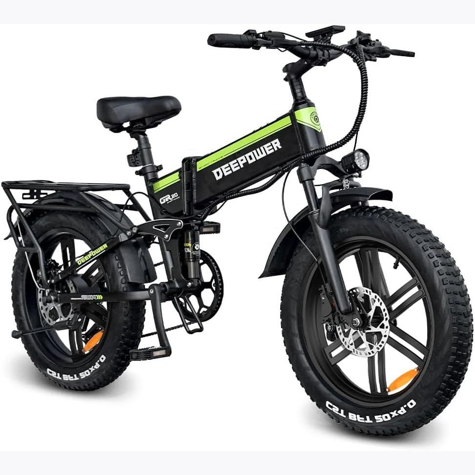 H20pro Bicicleta Electrica, Motor 2000W, 32mph, 55-75 Millas de Alcance, Batería extraíble 52V 25Ah, 20" Fat Tire Plegable Bicicleta Electrica de Montaña para Adultos, Doble Amortiguador