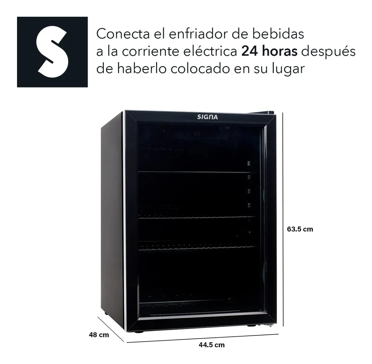 Frigobar Refrigerador Enfriador Bebidas Acero Inox 70 Litros 2.5ft Color Negro signa