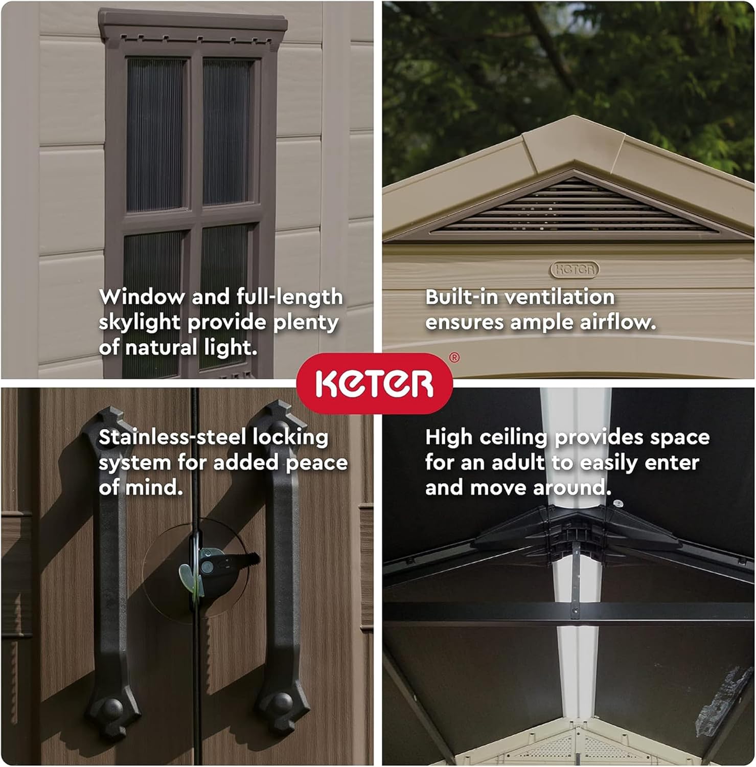 Keter Cobertizo de Almacenamiento para Jardin y Exteriores, Beige, Factor 8x11