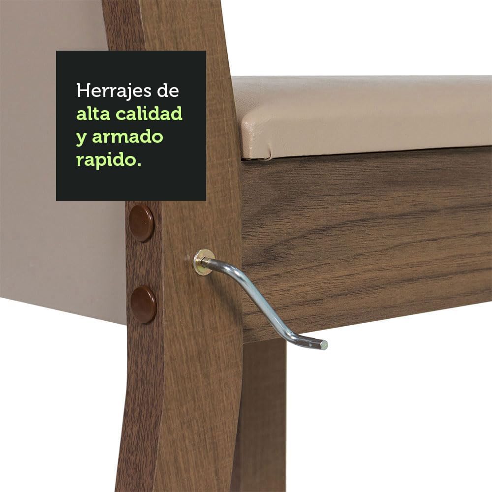 Madesa Juego de Comedor, Mesa con Tablero de Madera y 6 Sillas Jaíne - Marrón/Crema/Beige