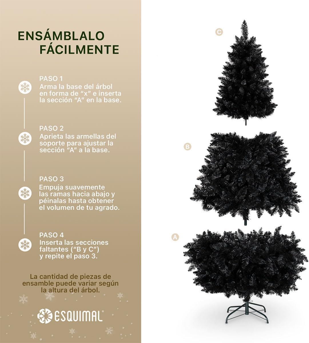 ESQUIMAL Árbol de Navidad Frondoso Pino Navideño Plegable, Cedro del Himalaya (Verde, 2.2 m)