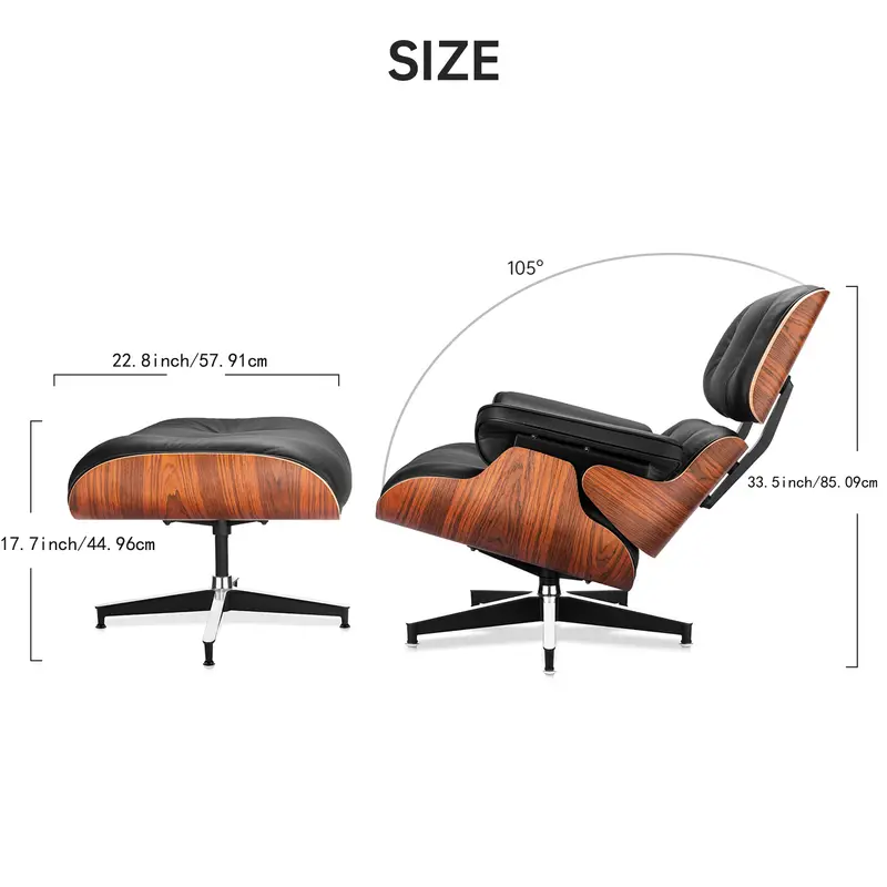 Sill&oacute;n reclinable de cuero genuino con  ,   sill&oacute;n reclinable con reposabrazos ancho, sill&oacute;n de acento moderno de mediados de   con base de soporte de alta resistencia para  , dormitorio, oficina detalles 4