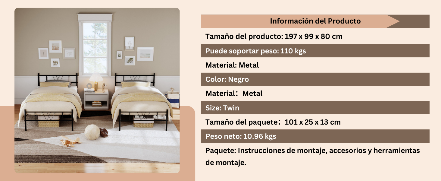 Cama con capacidad 110 kg