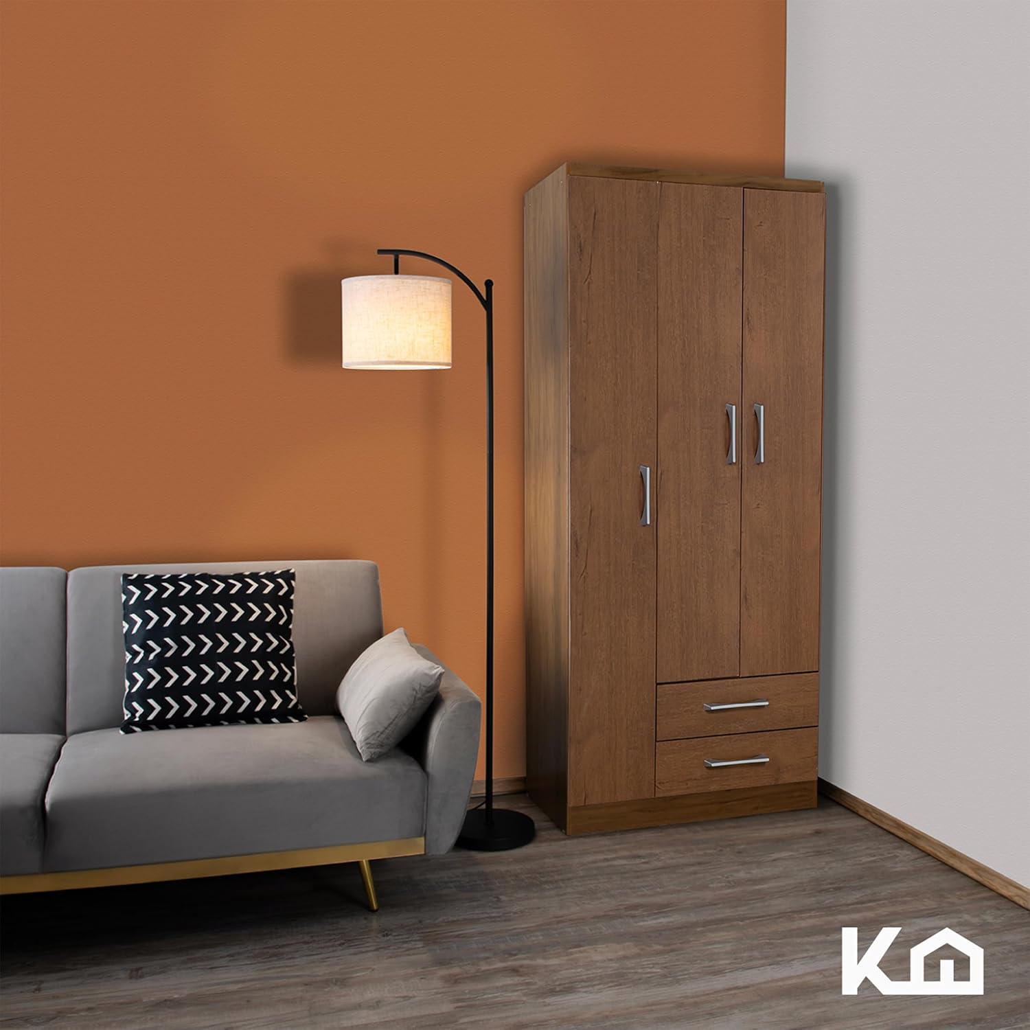 Kingshouse | Ropero De 6 Puertas con 2 Cajones – Color Café – Barra para Colgar – Estructura MDP – Mueble Organizador De Ropa – Armario para Casa, Recámara y Hogar