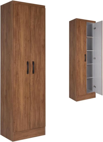 Kingshouse | Ropero De 6 Puertas con 2 Cajones – Color Café – Barra para Colgar – Estructura MDP – Mueble Organizador De Ropa – Armario para Casa, Recámara y Hogar