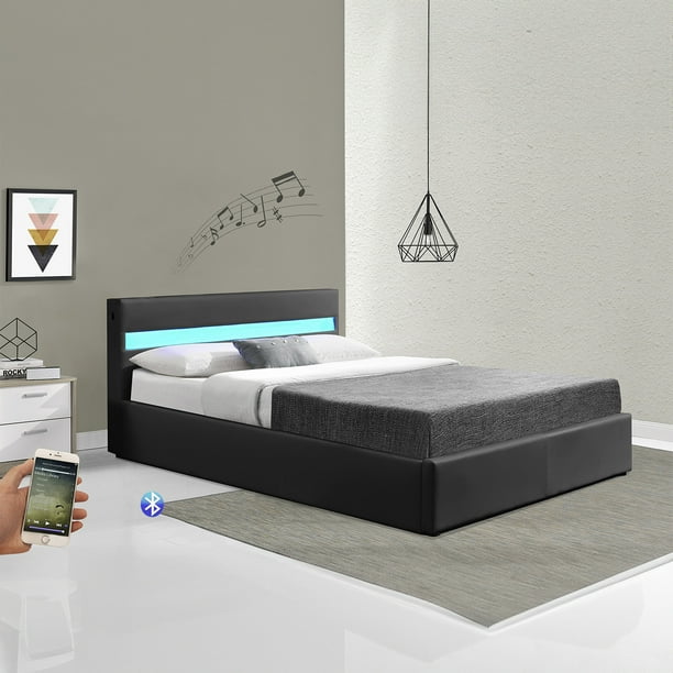Base King Size Led Almacenamiento Y Bluetooth Bossa Galaxy
