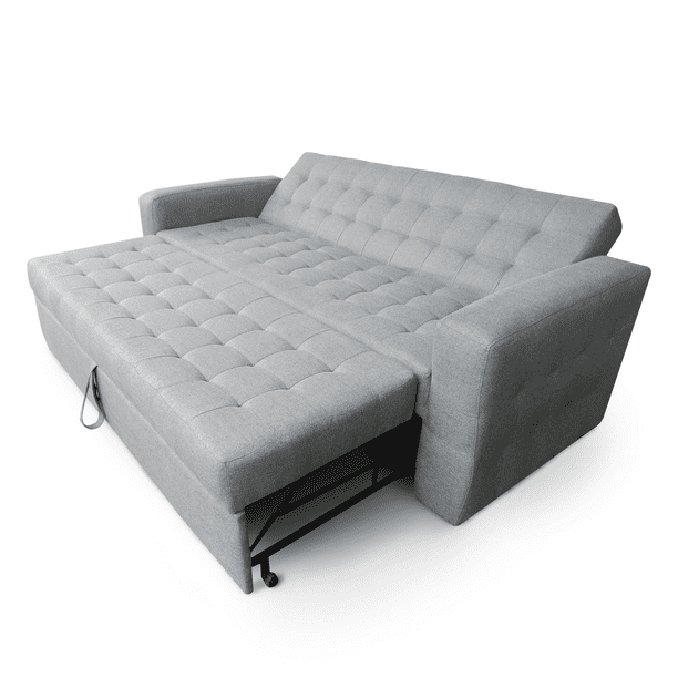 Sofá cama Matrimonial Moderno Plegable en Lino Gris Claro Mobydec Sofa cama Matrimonial en Lino