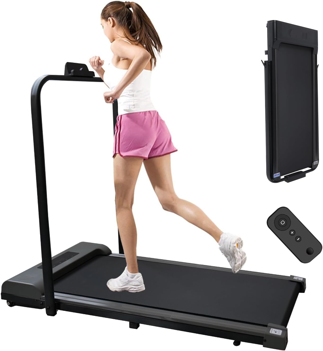 MUZENS Caminadora Electrica, Pantalla Digital Electrónica y Control Remoto, Cinta de Correr Plana, Caminadora Plegable Portátil, Caminadora Eléctrica Plegable y Portátil con Pantalla Digital