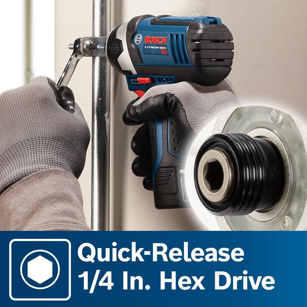 Bosch CLPK22-120 Kit combinado de 2 herramientas de 12 V máx. con Taladro/Atornillador de 3/8", Atornillador de impacto y (2) baterías de 2.0 Ah