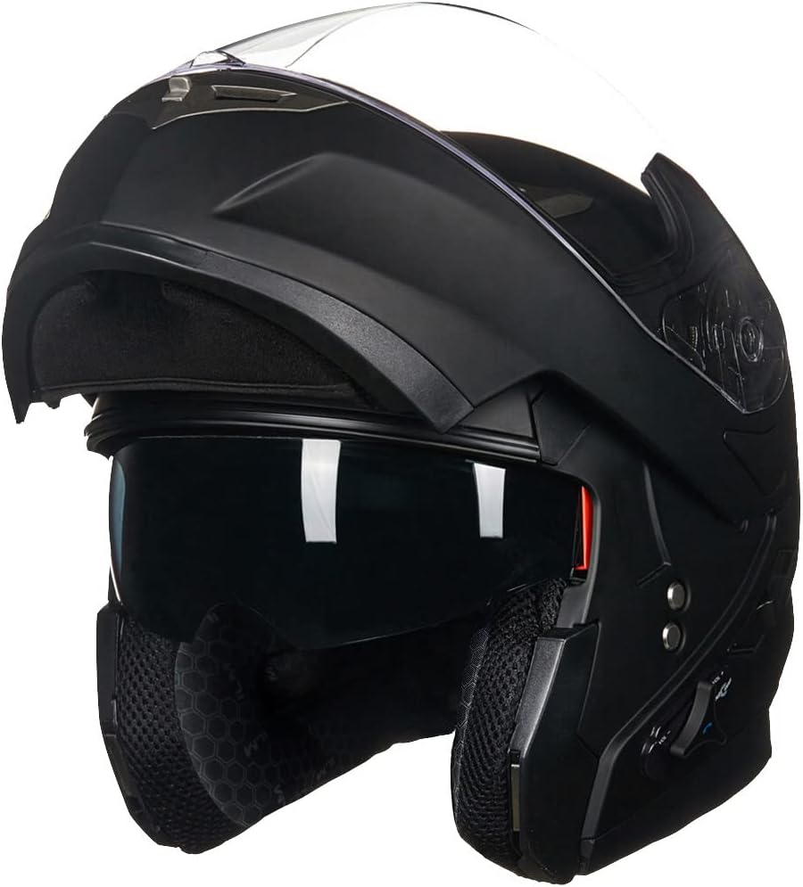 ILM - Casco de Motocicleta Modular Integrado con Bluetooth, con protección Solar para Mp3, Modelo 953/953 Pro！