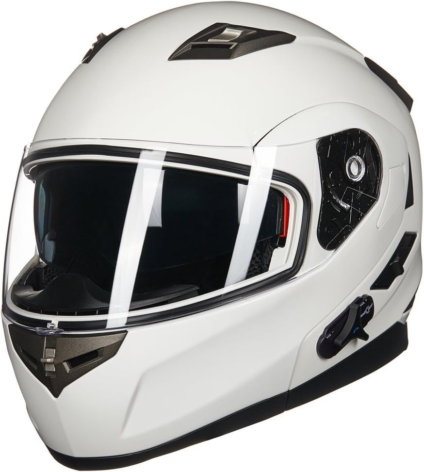 ILM - Casco de Motocicleta Modular Integrado con Bluetooth, con protección Solar para Mp3, Modelo 953/953 Pro