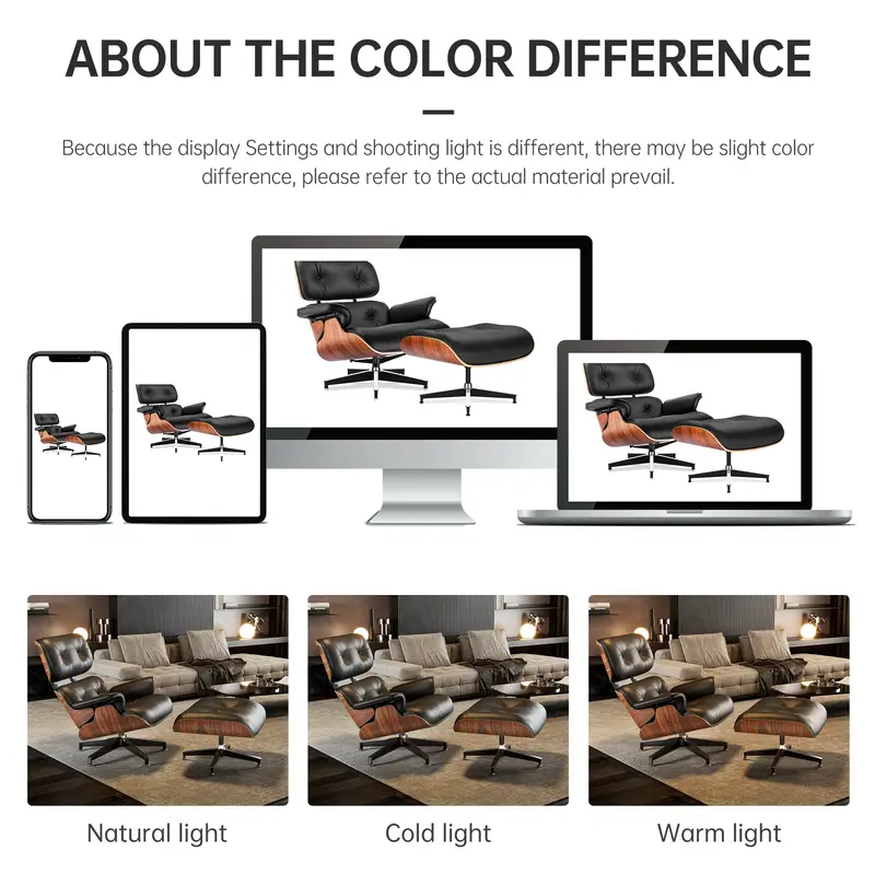 Sill&oacute;n reclinable de cuero genuino con  ,   sill&oacute;n reclinable con reposabrazos ancho, sill&oacute;n de acento moderno de mediados de   con base de soporte de alta resistencia para  , dormitorio, oficina detalles 3