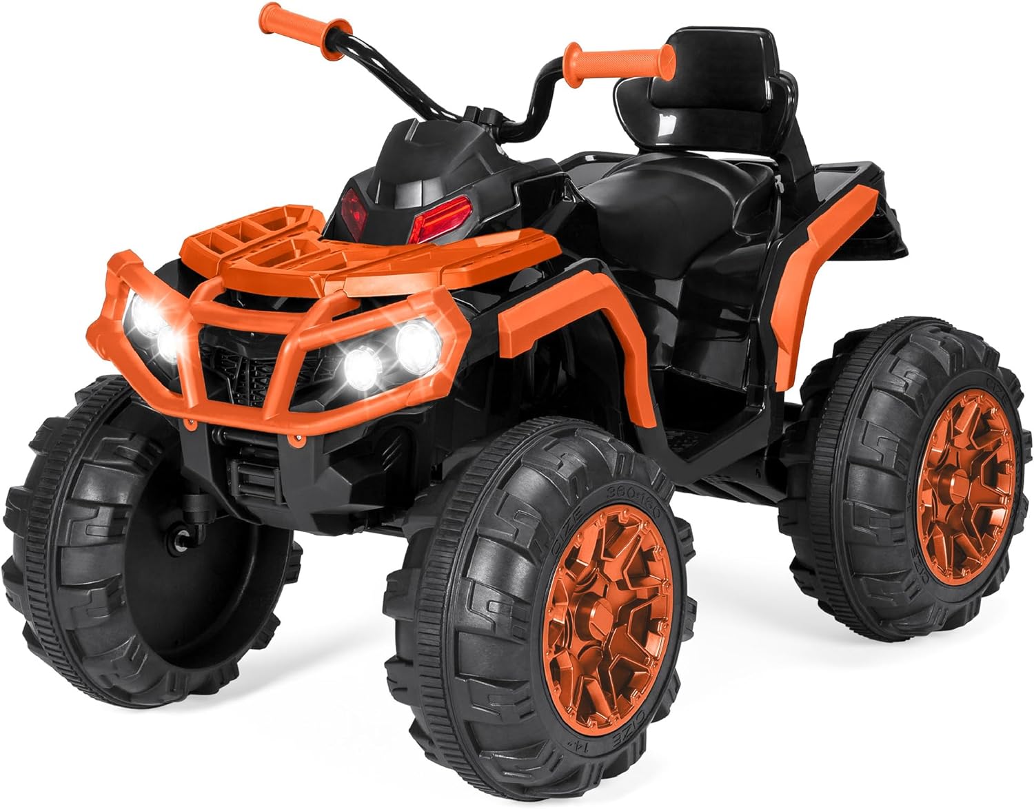 Best Choice Products 12V ATV eléctrico para niños de 4 ruedas con audio Bluetooth, velocidad máxima de 3.7 mph, neumáticos con banda de rodadura, faros LED, radio, color negro