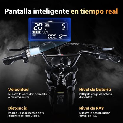 CYCROWN CycRun Bicicleta Electrica para Adultos, Moto Electrica con Potencia Máxima del Motor 1000W,Autonomía 70-90KM, Velocidad de 35KM/H, con 20" Neumático Moto Bicicleta de Montaña