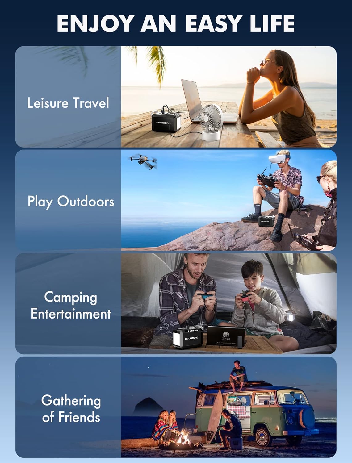 MARBERO Banco de energía portátil con toma de CA, banco de batería portátil de 120 W/110 V, cargador de 24000 mAh, fuente de alimentación con toma de CA, estación de energía para acampar al aire