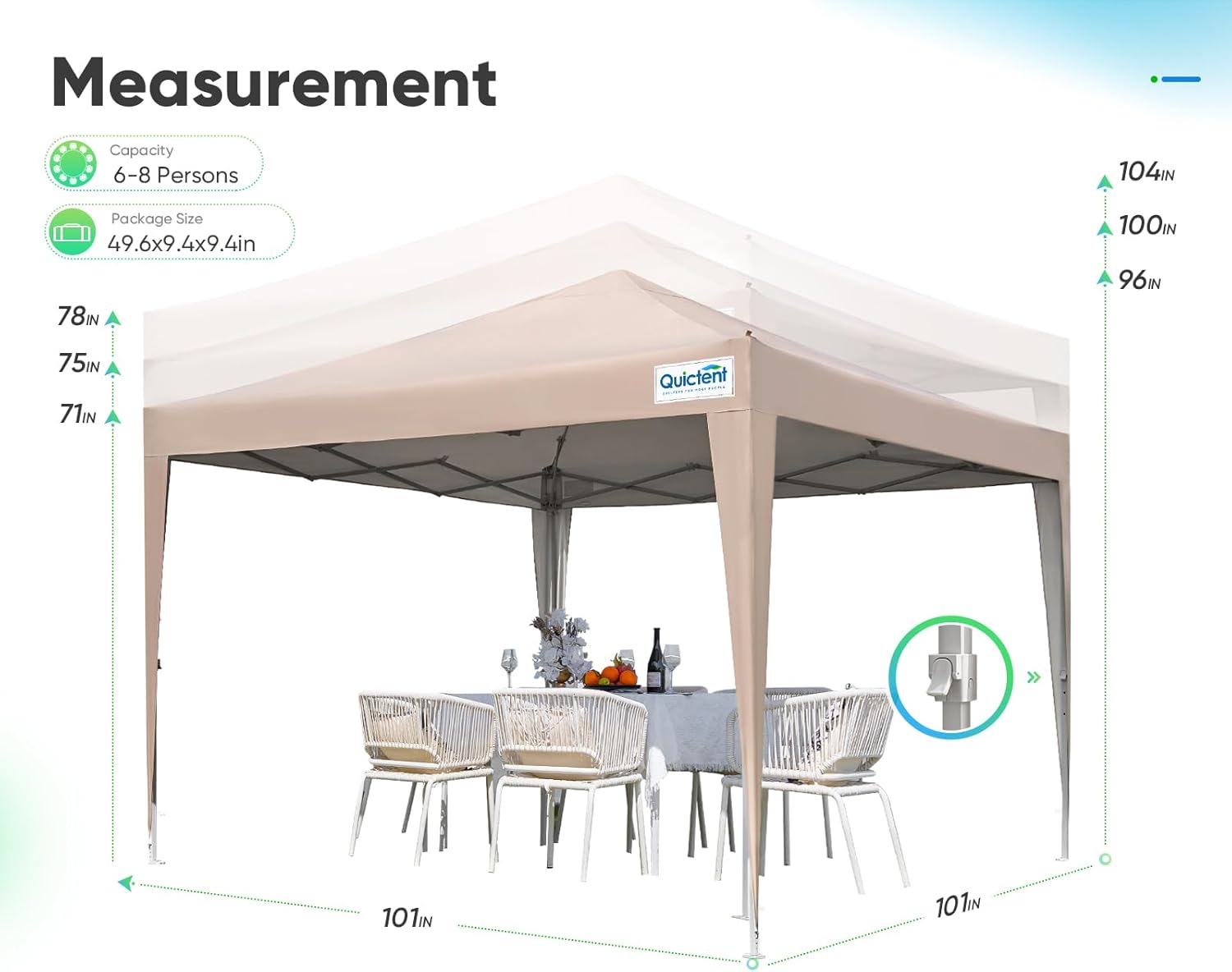 Quictent - Tienda de campaña desplegable de privacidad de 10 x 10 pulgadas con paredes laterales y ventanas ventiladas enrollables, configuración para una persona, fácil refugio para eventos