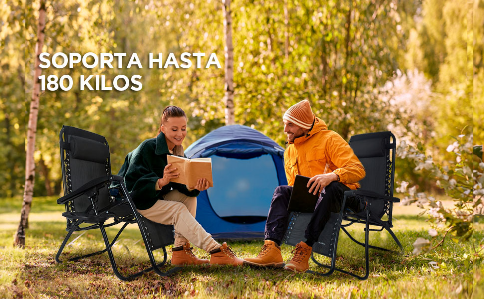 Hikeo Silla Plegable Antigravity 170&deg; para Exteriores, Camastro de Gravedad Cero Port&aacute;til