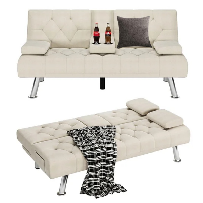 Homfa Sofá cama futón convertible, sofá cama plegable de 66.3 pulgadas
