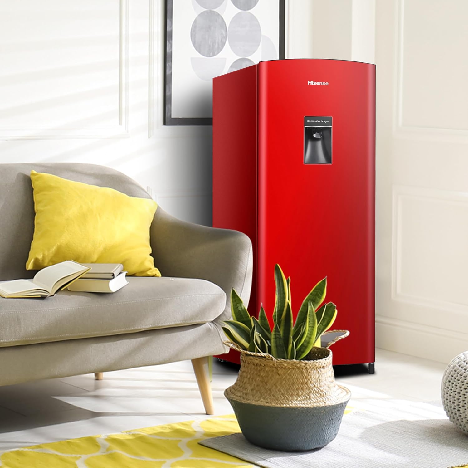 Hisense RR63D6WGX-Refrigerador Una Puerta, 6.3 pies cúbicos con Dispensador de Agua,Deshielo Semiautomático,Sello de Puerta Antibacteriano,52x54x128cm(AnchoxLargoxAlto),Gris