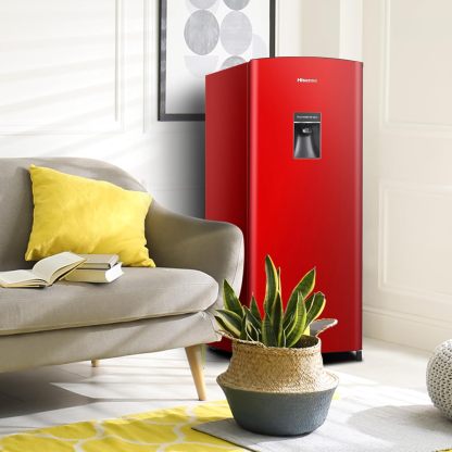Hisense RR63D6WGX-Refrigerador Una Puerta, 6.3 pies cúbicos con Dispensador de Agua,Deshielo Semiautomático,Sello de Puerta Antibacteriano,52x54x128cm(AnchoxLargoxAlto),Gris