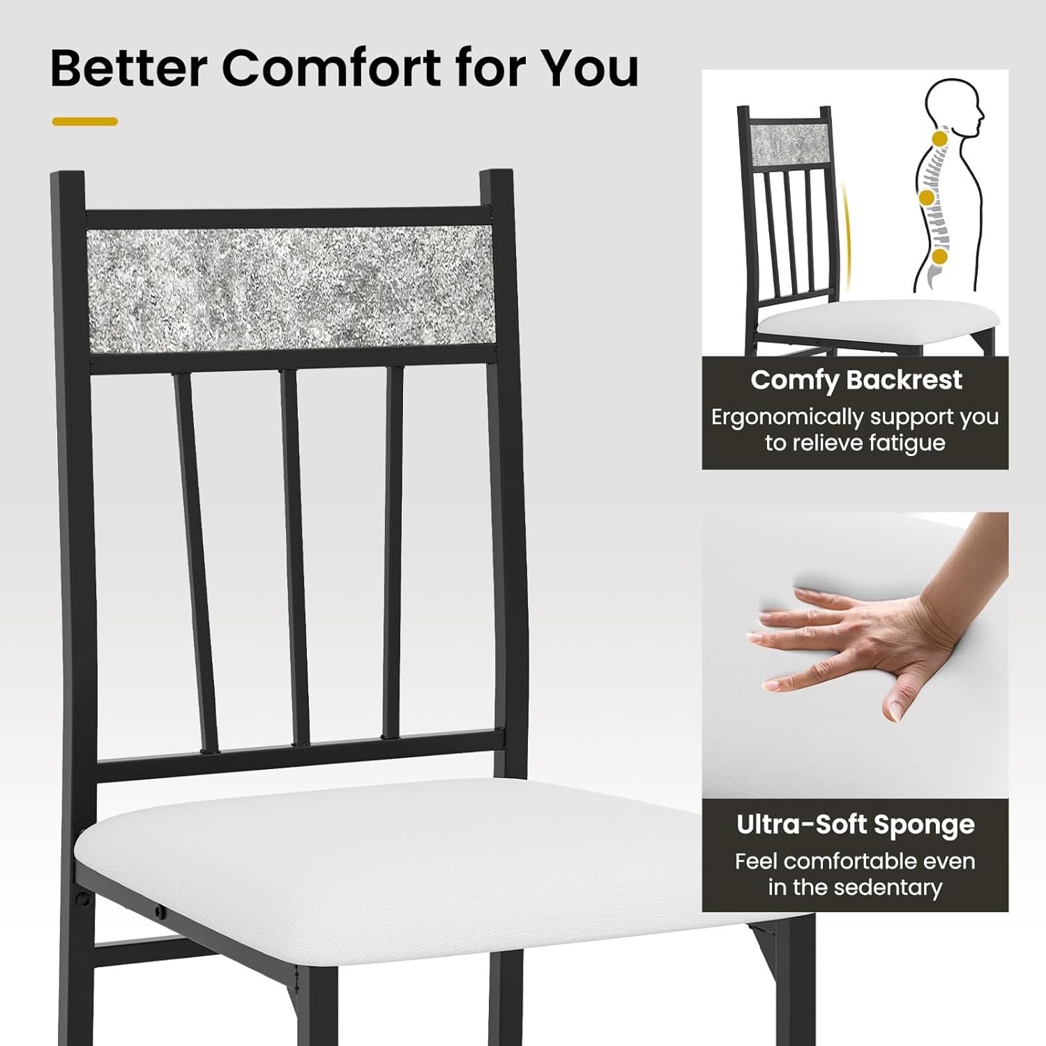 Tangkula - Juego de Mesa de Comedor FR 4, Mesa de Cocina y sillas con Marco de Metal y Asiento Acolchado, Juego de 4 mesas de Comedor y sillas para Comedor, Ahorro de Espacio