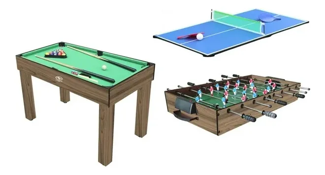 Mesa Multijuegos 3 En 1 Billar Futbolito Ping Pong Works