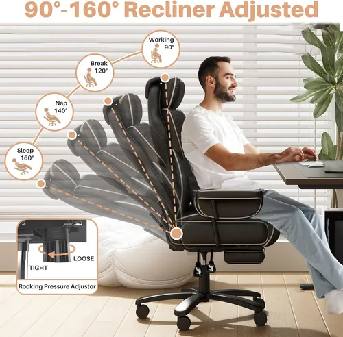 Silla De Oficina C/reposapiés, 400 Libras; Homezeer, Negro