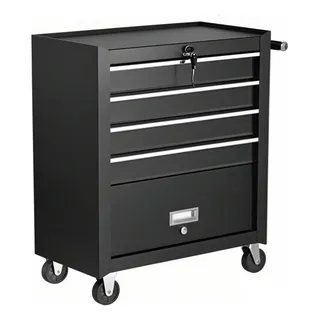 Gabinete Móvil Herramientas Metálico 4 Gavetas, Color Negro