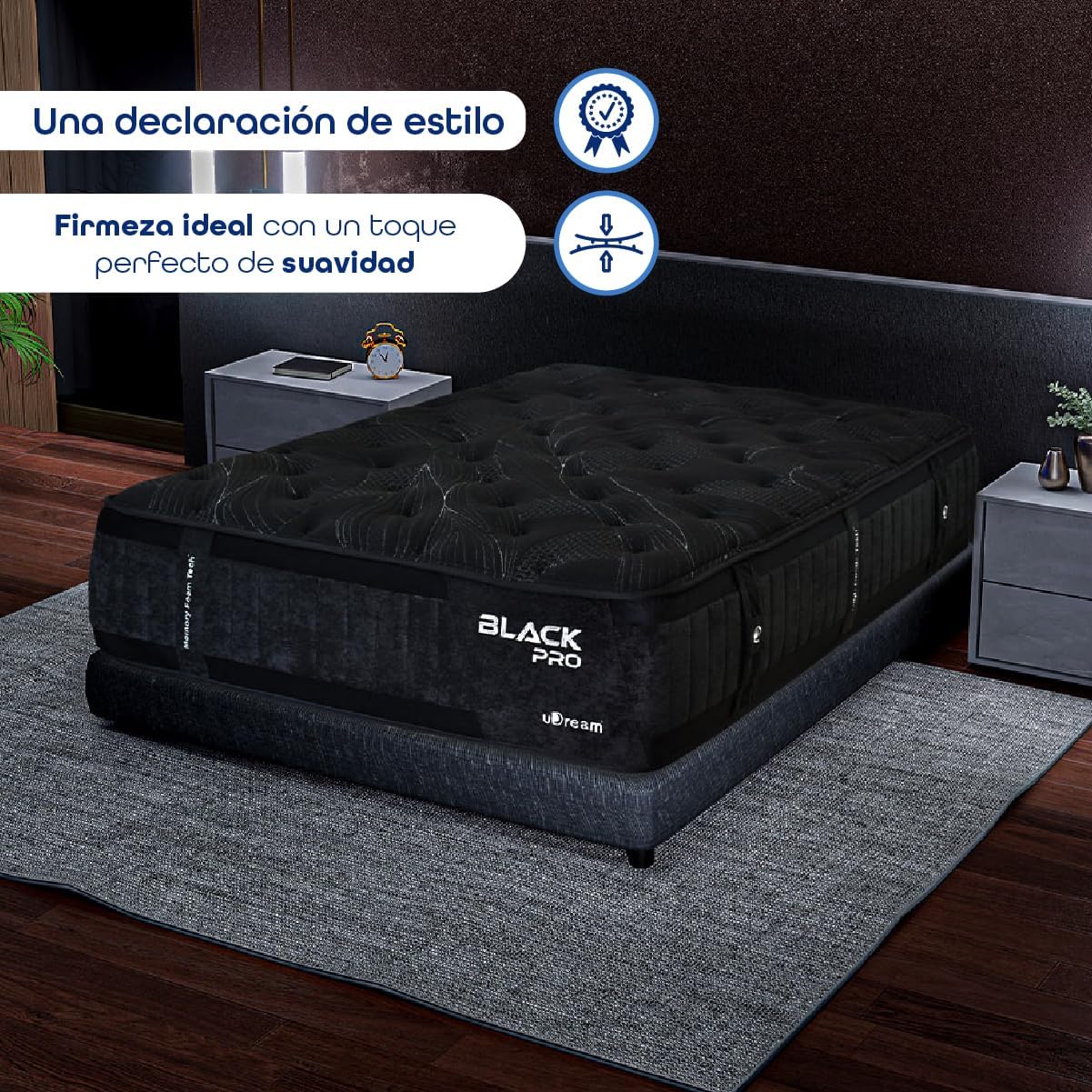 UDream Colchón Black Pro Queen Size – Descanso de Lujo, Hipoalergénico, Alta Tecnología