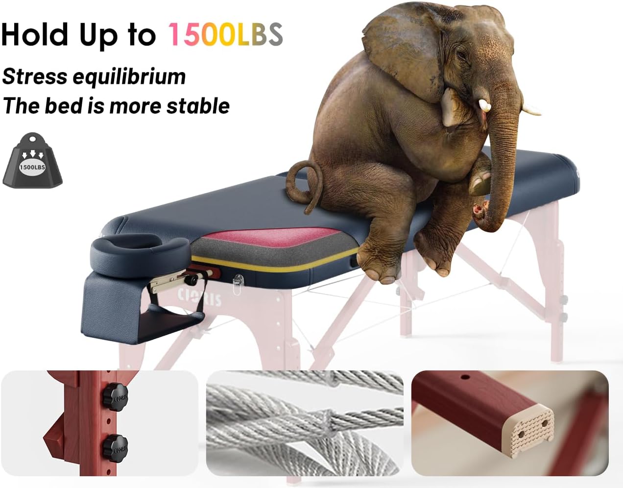 CLORIS - Mesa de masaje profesional de 84 pulgadas, portátil, 2 plegables, ligera, para spa, cama de tatuaje, altura ajustable con bolsa de transporte y pierna de aluminio que soporta hasta 1000