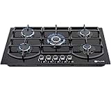 FLINE Parrilla de Gas Empotrable 5 Quemadores | Vidrio Templado | Estufa Eléctrica Empotrable | Parrilla Inducción | Estufas de Gas de Mesa | Quemadores, 5 Parrillas